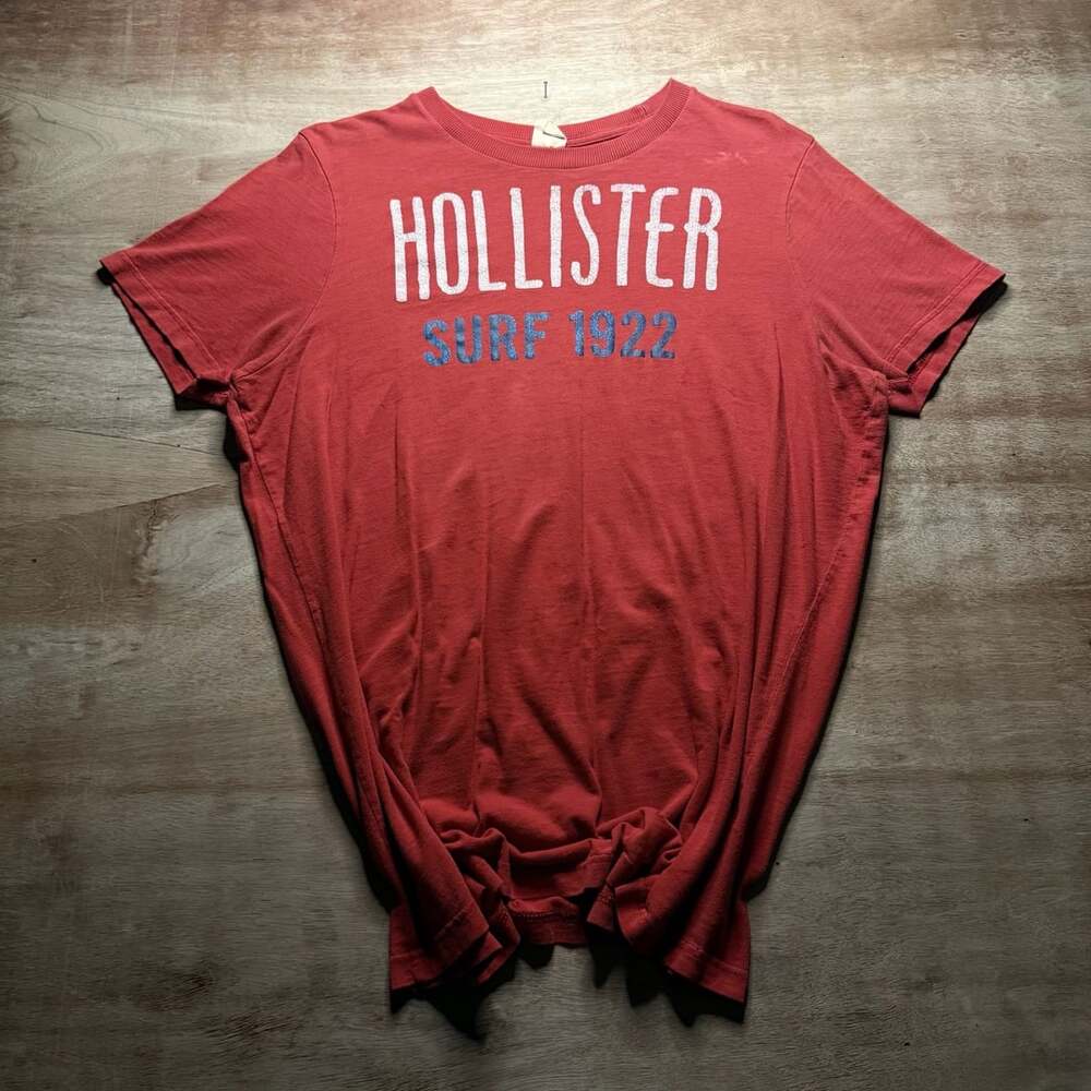 Hollister Surf 1922 Red Graphic T-Shirt Men’s XL Distressed Mall Era Tee